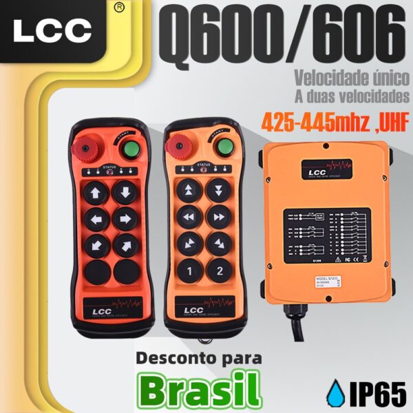 Elevador industrial do guindaste do controle de rádio, grua do controle remoto, controlador sem fio, velocidade dobro, interruptor 2T1R, 12V, 24V, LCC Q606