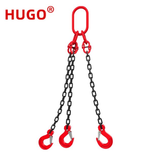 HUGO Combinado Lifting Sling Multi-membro Rigging Gancho Loop Combinação Cadeia de Ferro Sling G80 Manganês Gancho De Aço 1/2/3/6/8 Ton