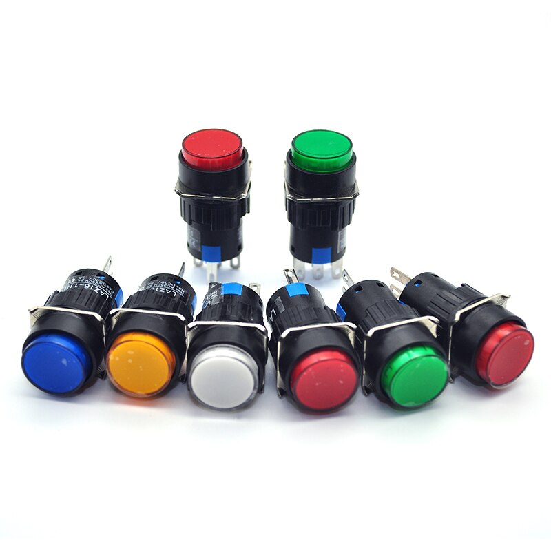 Iluminado Auto-Locking Botão, LED Iluminado Switches, Botão de Trava, 3 Pin, 5Pin, 12 V, 24 V, 220V, 16mm, 10 Pcs, 50 Pcs, 100 Pcs - Image 2