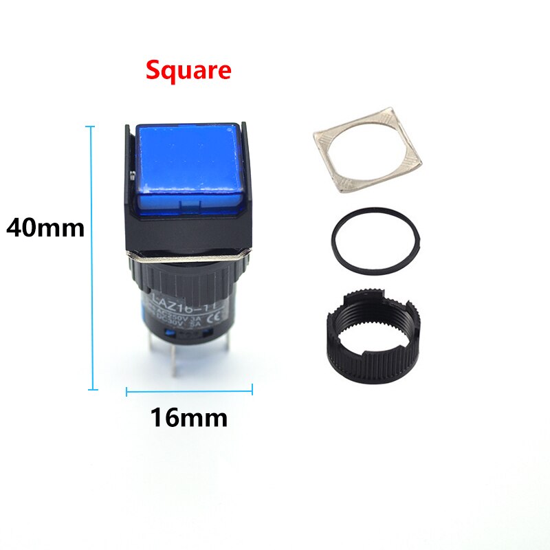 Iluminado Auto-Locking Botão, LED Iluminado Switches, Botão de Trava, 3 Pin, 5Pin, 12 V, 24 V, 220V, 16mm, 10 Pcs, 50 Pcs, 100 Pcs - Image 3