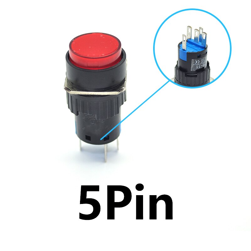 Iluminado Auto-Locking Botão, LED Iluminado Switches, Botão de Trava, 3 Pin, 5Pin, 12 V, 24 V, 220V, 16mm, 10 Pcs, 50 Pcs, 100 Pcs - Image 5