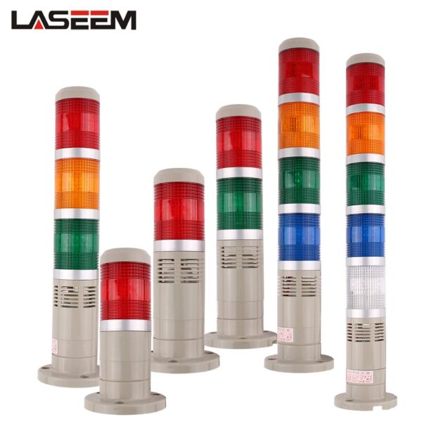 Luz de alarme industrial lgp505 da pilha da segurança da torre do sinal 12v 24v conduziu a lâmpada de advertência da cautela da campainha multicamada para a máquina 110v 220v