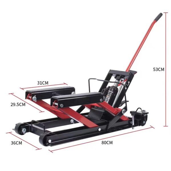 Motocicleta hidráulica Scissor Jack 680KG Capacidade de carga portátil ajustável Hoist Stand Lift Tool Non-Slip Rubber