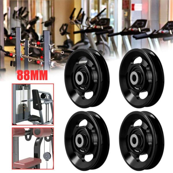 Roda de polia de liga de alumínio para carga pesada, ginásio rolamento, elevador peça, equipamentos de fitness, cor vermelha, preta, 88mm, 4pcs por lote