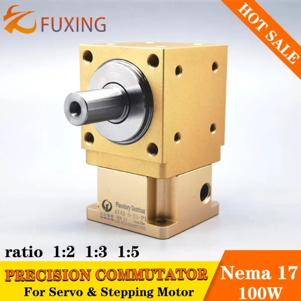 AT42 Precision Right Angle Reducer Commutator Planetary Gearbox Nema 17 Stepping Stepper Or 100w Servo Motor Ratio 2:1 3:1 5:1