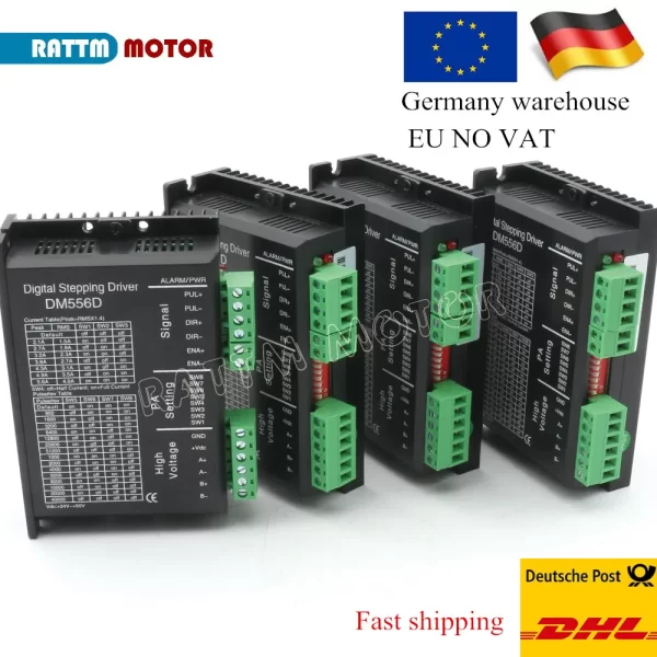 EU Ship 4Pcs DM556D Digital stepper motor driver 5.6A 256 microstep High performance design For nema 17 or nema 23 motors