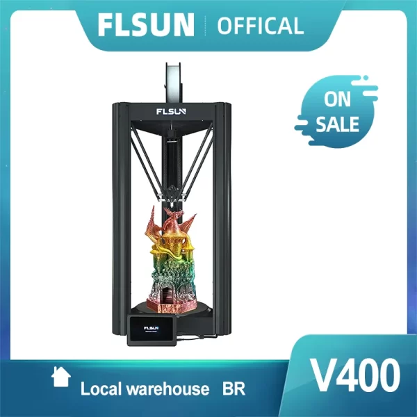 FLSUN V400 3D Printer Delta 600mm/s High Speed Printing φ300mm*300mm*410mm Direct Drive Extruder Shipment from Brazil warehouse