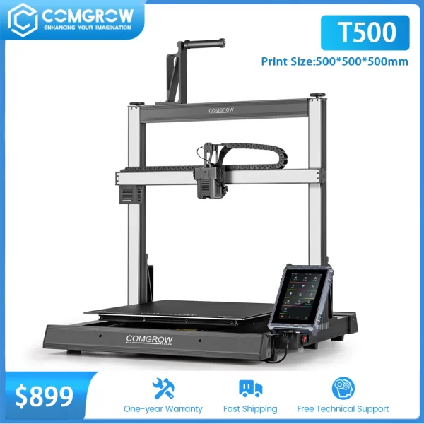 Pre-sale COMGORW T500 3D Printer Large DIY FDM 3d printer 7Inches Klipper Direct Drive XYZ Linear Rails Print Size 500*500*500mm