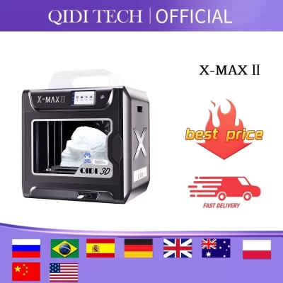 QIDI TECH 3D Printer X-MAX 2 Large Size Industrial WiFi High Precision Printing with PLA TPU PC PETG Nylon 300*250*300mm