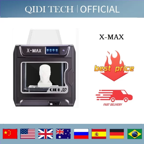 QIDI TECH X-MAX 2 3D Printer Large Print Size 300*250*300 Double z axis High temperature extruder PC Nylon Carbon fiber