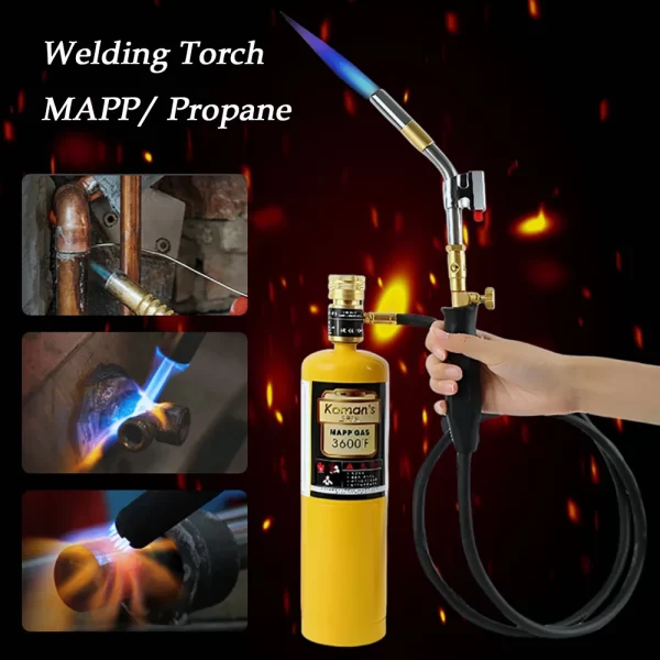 Propano Aquecimento Soldagem Pistola com ignição eletrônica, Mapp Tocha, Flame Brazing Tool, 1.5m Mangueira, 3600 ° F