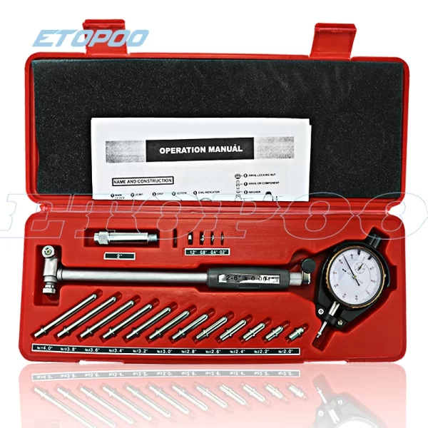 Dial Bore Indicador Gauge, 2 em-6 em, 0,001 em, medição profunda do furo do motor, 50-160mm, 0,01mm