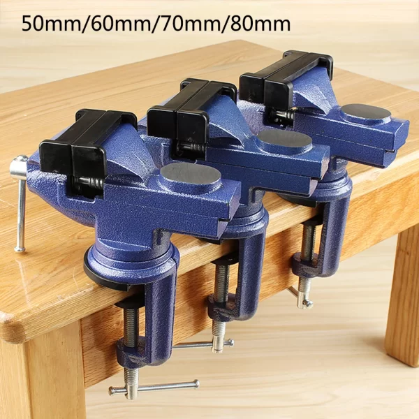 Bench Vise Swivel Ferro Fundido, Multifuncional Braçadeira Pesada, Acessórios de Almofada de Borracha Antiderrapante, Largura da Mandíbula, 60mm, 360 Graus