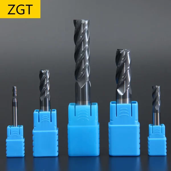 ZGT-Cortador De Fresagem De Aço De Tungstênio De Liga, Fresa De Fim, HRC50, 4 Flauta, 4mm, 6mm, 8mm, 10mm, 12mm, Cortador De Metal, Ferramentas De Fresagem