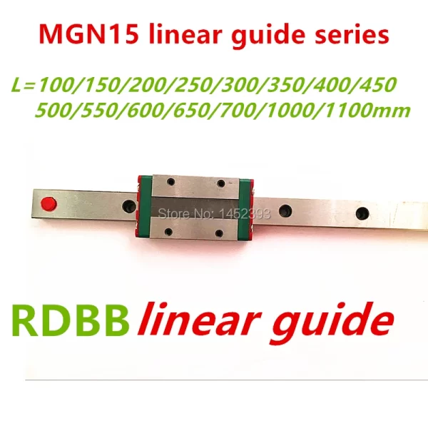 Guia de impressora 3d, guia linear mgn 15mm, 100, 150, 200, 250, 300, 350, 400, 450, 500, 550 e 600mm, bloco mgn15h ou mgn15c