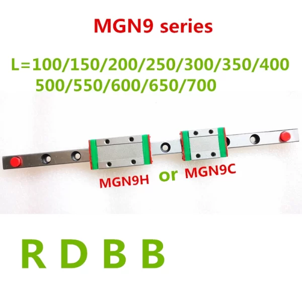 Guia linear de 9mm mgn9 100 150 200 250 300 350 400 450 500 550 600 700mm, guia linear + impressora 3d bloco mgn9h ou mgn9c
