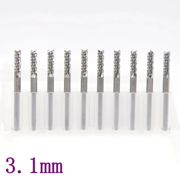 Fresa de morango pcb 3.1mm, fresa de metal, carpintaria cnc, roteador, ferramentas elétricas, acessórios de máquina de perfuração de carboneto de tungstênio, 10 peças