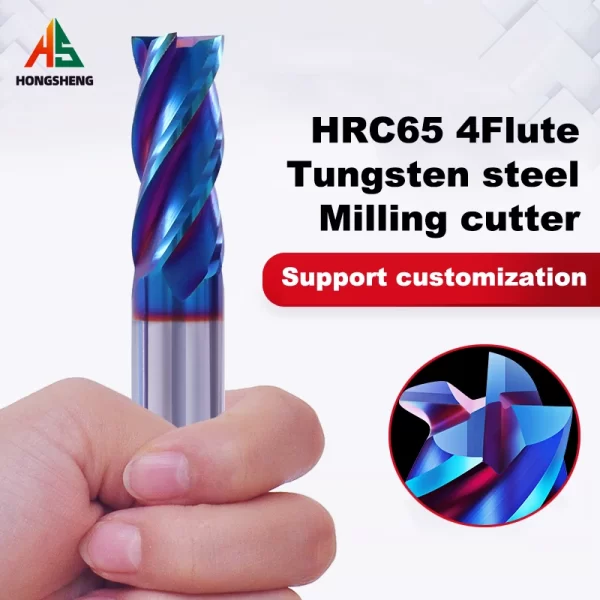 Hrc65 carbid end mill 4 flautas 1,2,3,4,6,7,8,9,10,11,12,14,16,18,20mm cnc quadrado router bit cortador de moagem de tungstênio carbid