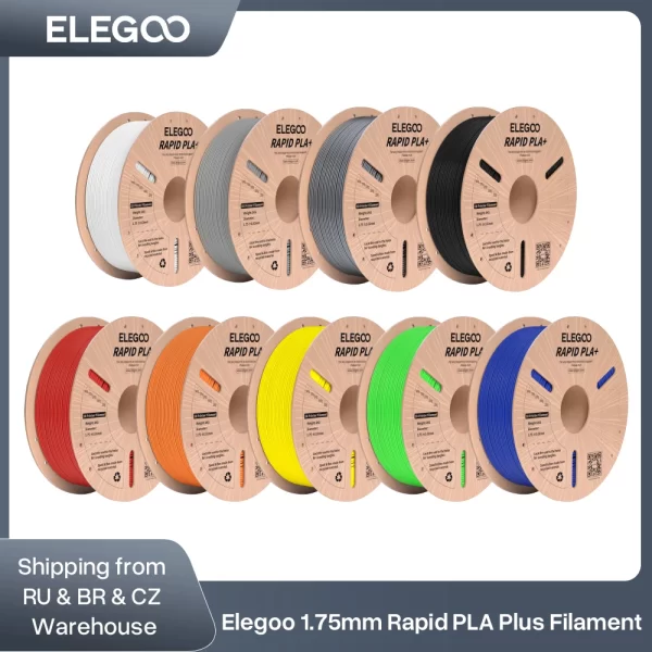 ELEGOO-PLA Plus 3D Printer Filament, Suporta 30-600mm, velocidade de impressão, compatível com a maioria dos FDM, RÁPIDO, 1,75mm