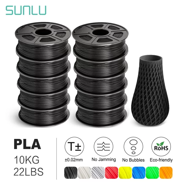 Sunlu 10kg filamento 3d pla/pla mais filamento 10kg 22 libras 1.75mm filamento da impressora 3d eco-friendly pla de grande resistência