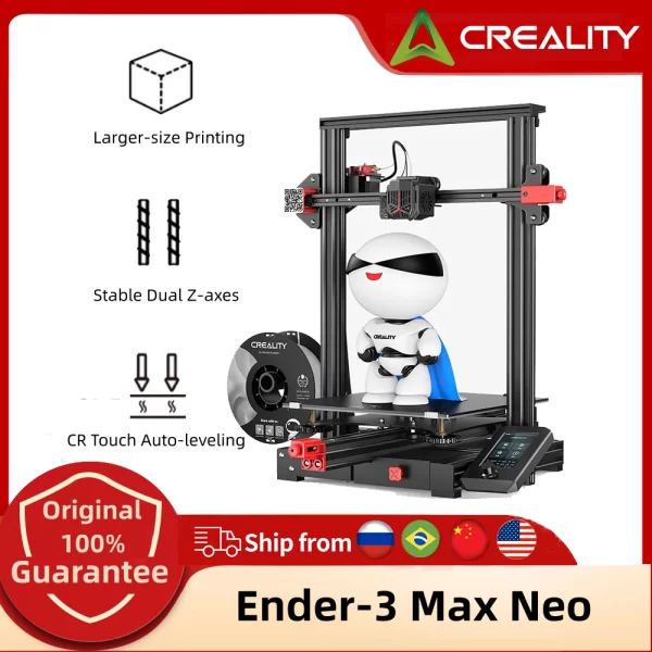 Creality-Ender 3 Max Neo Impressora 3D, CR Touch, Auto Nivelamento, Dual Z-Axis, Extrusora Full-metal, Tamanho de Impressão Grande, 11.8x11.8x12.6