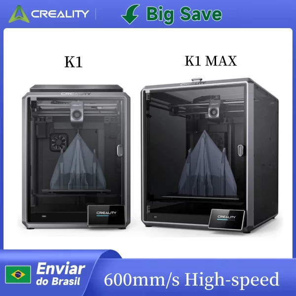 CREALITY-K1 MAX Impressora 3D, 600mm por s, Impressão de alta velocidade, Super Sensing AI, Grande fluxo, Refrigeração dupla potente por ventoinha, 32mm ³, s