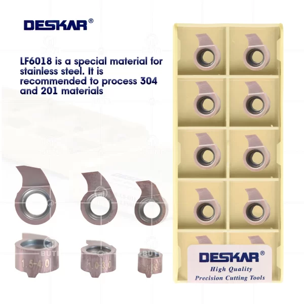 DESKAR-CNC Comma Blade para Grooving Processing e Processamento, 100% Original MB05/07 bacteriano, Pequeno Furo Interno e Grande Profundidade de Corte, MB6018