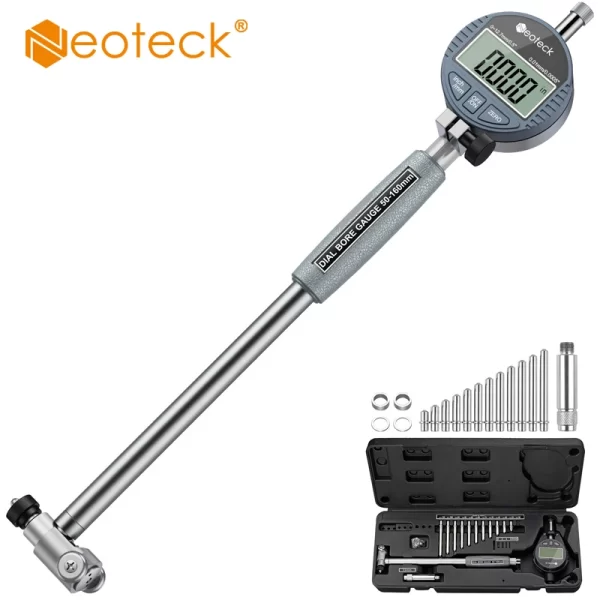 Indicador Digital Neoteck, Dial Bore Gauge, Ferramenta de Medição Interna Cilindro, Precisão 0,01mm, 50-160mm