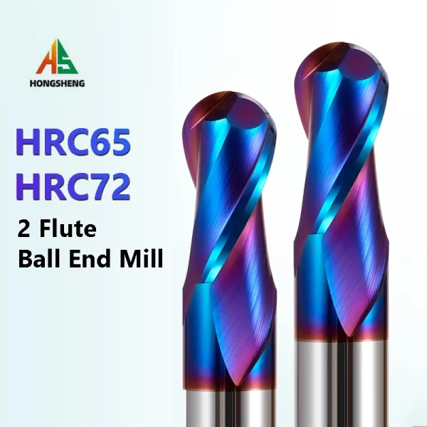 Alta dureza bola nariz final moinho, carboneto de tungstênio cortador, CNC Router Bit, ferramenta de trituração, R0.5, 6mm, 8mm, 10mm, 12mm, Metal, HRC65, HRC70