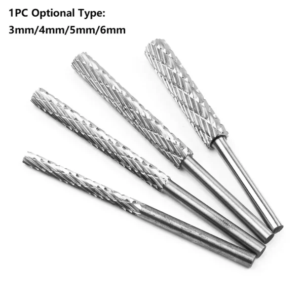 Tungsten Carbide Burr Fresa Broca Set, Arquivo rotativo, Cabeça de moagem, Ferramentas de acabamento metálico, 3mm, 4mm, 5mm, 6mm