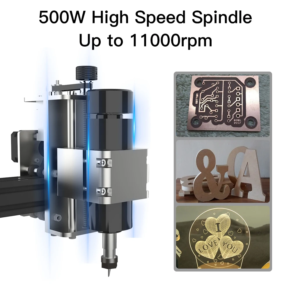 CNC Laser Engraving Milling Machine, Impressora 3D para Madeira, PCB, Alumínio, Aço Inoxidável, 4540, 500W Spindle, 40W - Image 2