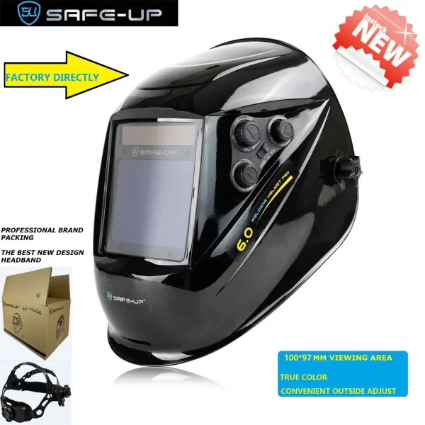 Solar Cell Powered Caro Auto Escurecimento Soldagem Capacete, MIG, MAG, TIG, True Color, 4 Sensores