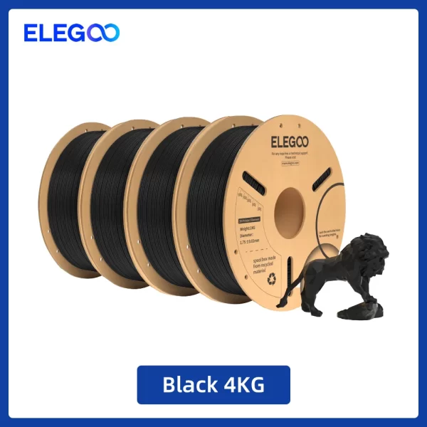 ELEGOO-PLA Plus Filamento Bundle, se cabe para a maioria das impressoras 3D FDM, precisão dimensional, +/- 0.02mm, 4kg, 1.75mm