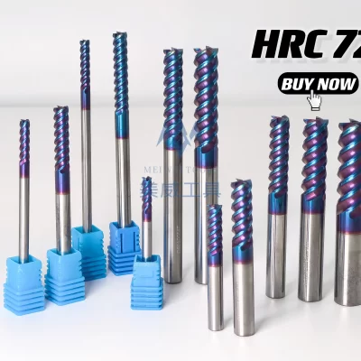 Flat Solid Carbide End Mill, CNC Milling Tools, Endmills, Hard aço extinto, 72HRC, 4 flautas