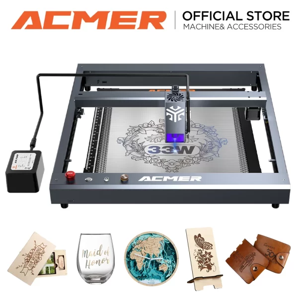 Gravador CNC ACMER com Kit Automático De Assistência A Ar, Máquina De Corte, App, Controle WIFI, Gravador 33W, Saída 180W, P2