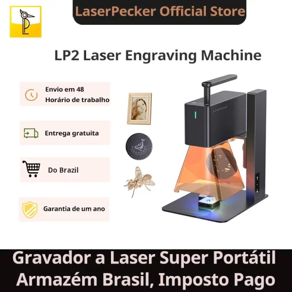Armazém Brasil LASERPECKER LP2 DIY Gravador A Laser 600 mm/s Máquina De Gravura A Laser Rápida Impressora De Marca De Logotipo Portátil De Madeira De Plástico