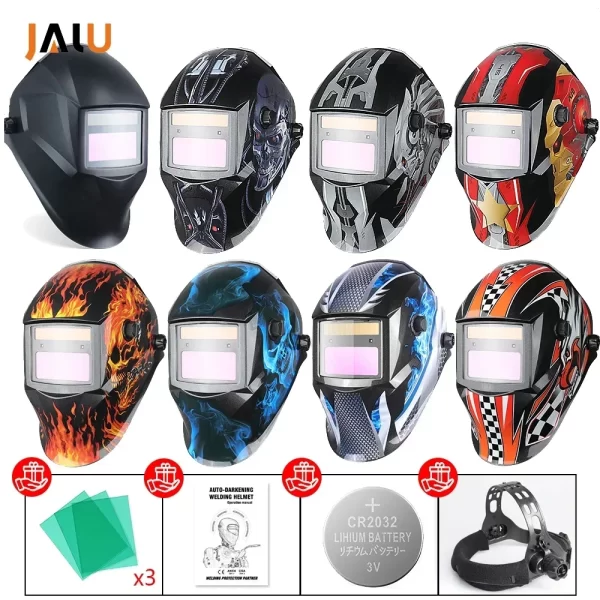 Máscara de solda solar automática li bateria elétrica din4/9-13 tig mig capacete de soldagem auto escurecimento máscara de solda