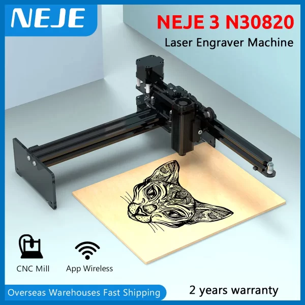 NEJE 3-DIY Máquina De Gravura A Laser, Impressora, CNC Router, LightBurn, GRBL, 3 Quadro, 40W, Corte, 32 Bit