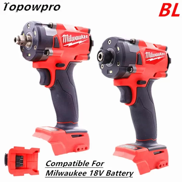 Chave de fenda elétrica sem fio, furadeira de impacto, ferramentas elétricas, carro, reparo do caminhão, compatível com a bateria Milwaukee 18V