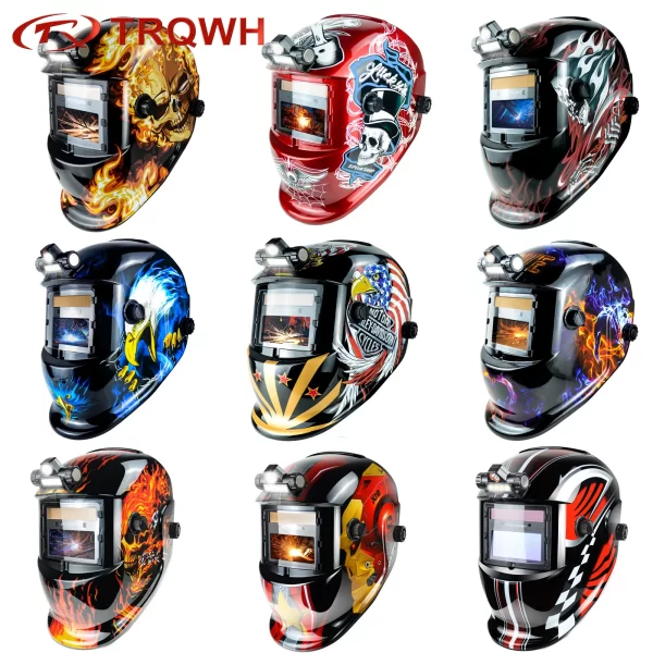 Capacete de soldagem de escurecimento automático para homens, cor verdadeira, capô solar, sensor de 2 arcos, sombra larga, 4/9-13
