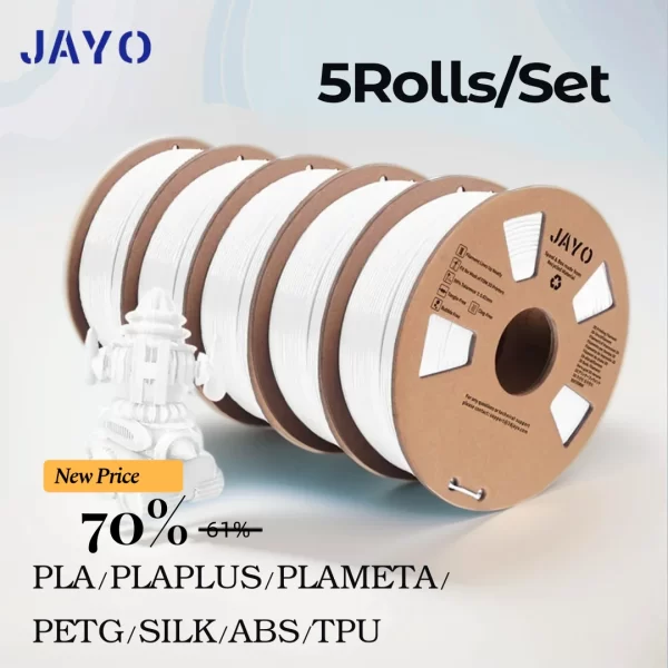JAYO-3D Filamento de Impressora, PLA, PLA, META, PETG, SEDA, PLA +, Madeira, HSPLA, 1,75mm, 5 Rolo, 1,1 kg, 0,5 kg, 0,65 kg