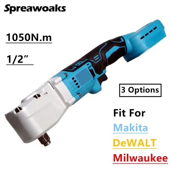 Cordless Elétrica Ratchet Wrench, Driver Remoção Parafuso Porca, 3 Opções, Dewalt, Milwaukee, Makita, 18V, 20V Bateria, 1 ", 2"