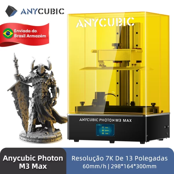 ANYCUBIC Photon M3 Max LCD Impressora 3D 13" 7K Serigrafia monocromática de alta resolução 3D com enchimento automático de resina