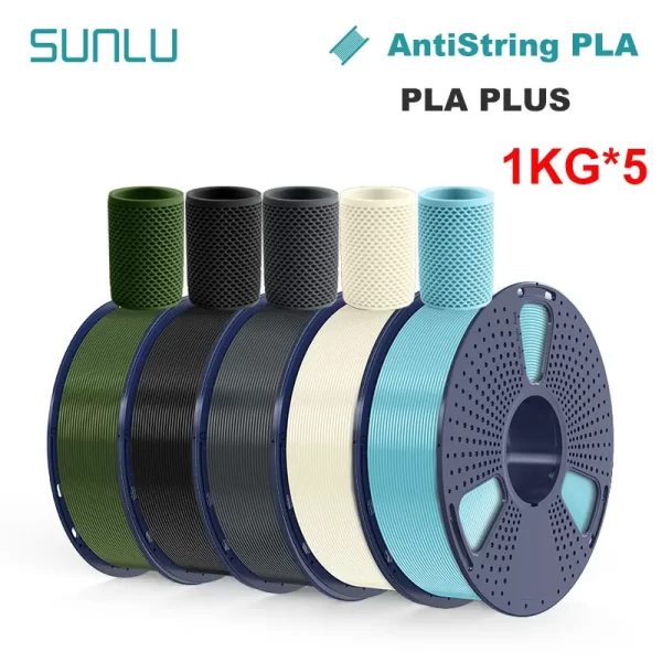 SUNLU PLA Filamento para Impressora FDM, Transparente e AntiString, Carretel para Ferida, PLA Plus, 5kg, 1.75mm, 1kg Spool, 2.2lbs