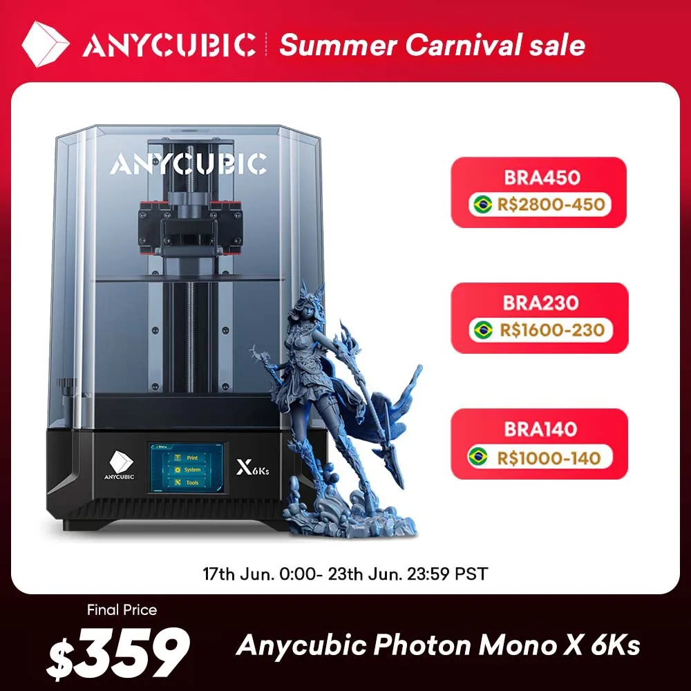 Anycubic-Impressora 3D Photon Mono X 6Ks, 9.1 ", 6K LCD, SLA, UV, Resina, Tamanho de impressão