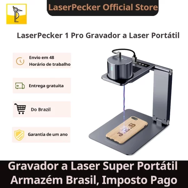 LaserPecker 1 Pro Gravador A Laser, Portátil e Fácil de Usar, Pequeno DIY Gravura Em Madeira e Couro, Brasil Armazém Entrega
