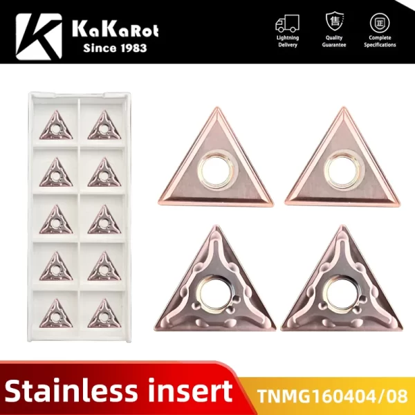 Kakarot-carboneto inserir tnmg160404 ma vp15tf tnmg 160408 ms, ferramentas de torneamento para aço inoxidável cortador de torno cnc, 10 peças