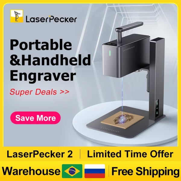 LASERPECKER-Gravador a Laser Portátil, LP1 Pro, LP2, LP3, 600 mm/s, Máquina de Gravação a Laser DIY Rápida, Metal, Madeira, Plástico, Armazém do Brasil