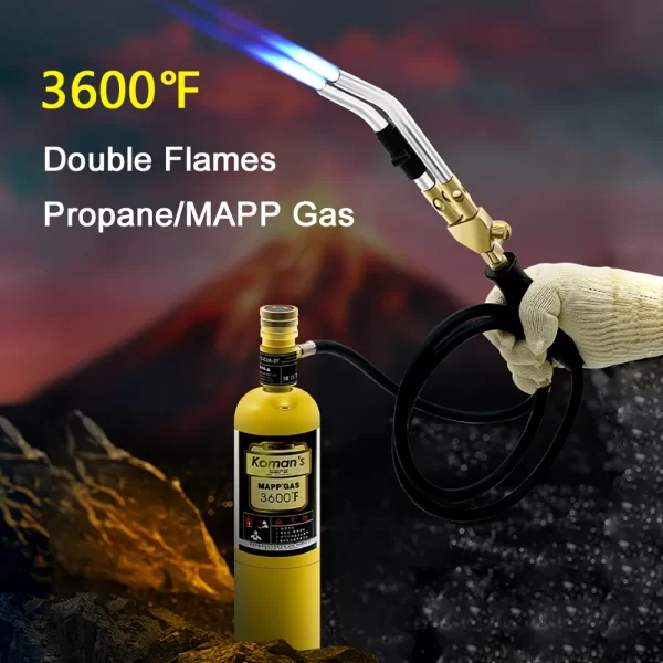 Pistola de solda a propano com ignição eletrônica Tocha de solda a gás Mapp Jatos de chama dupla Tocha de solda 3600 ° F