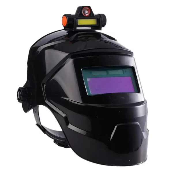 Capacete de soldagem com farol recarregável Máscara de soldador Escurecimento automático Máscara elétrica para solda de arco Processo de corte de moagem